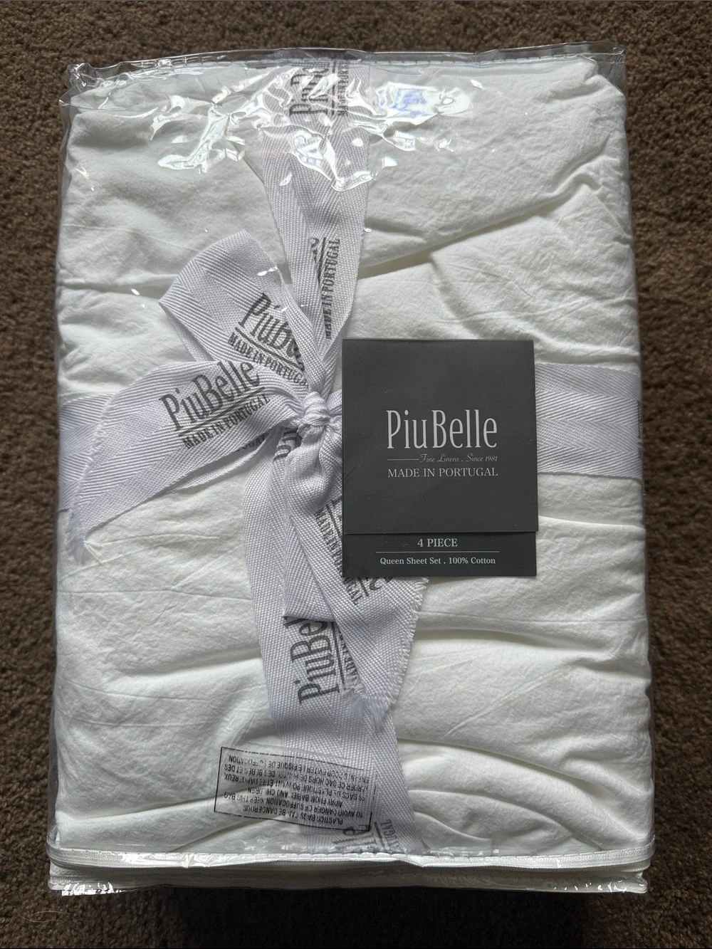 PiuBelle White Cotton Sheet Set - Queen, 4-Piece